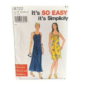 Simplicity Womens Dress Sewing Pattern 8722 Size XS-XL